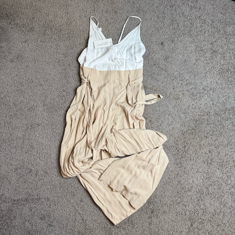 Shinestar White and Tan Maxi Dress